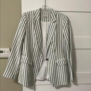 LOFT Green and White Blazer Tailored Suit Jacket